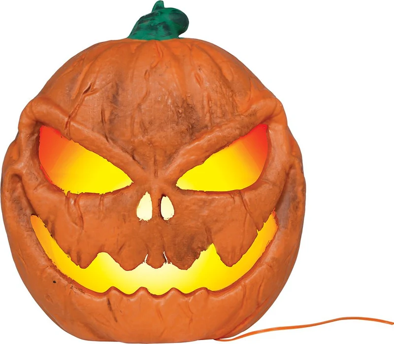 Halloween-Kürbis, orange, mit Licht, 28 cm