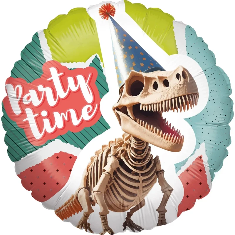 Dinosaurier-Heliumballon, bunt, „Lets Party“, leer, 45 cm