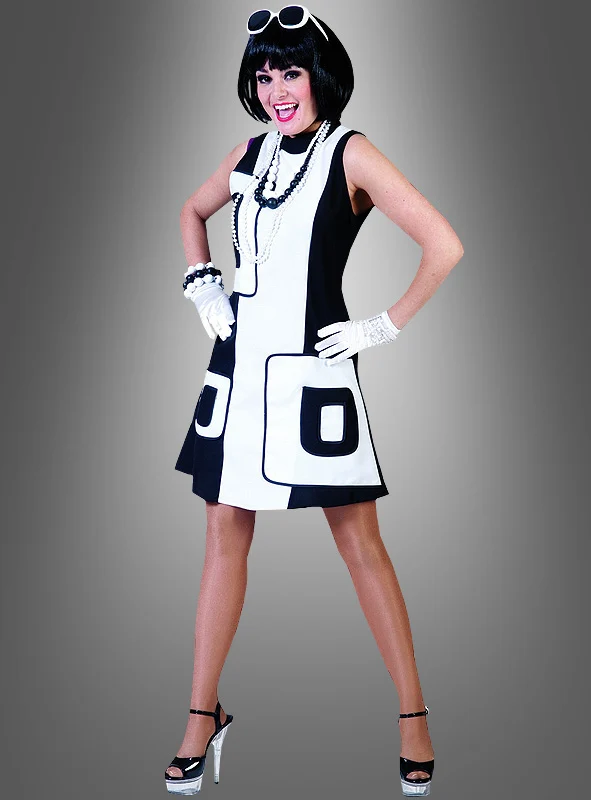 60er Jahre Mod Kleid schwarz-weiß