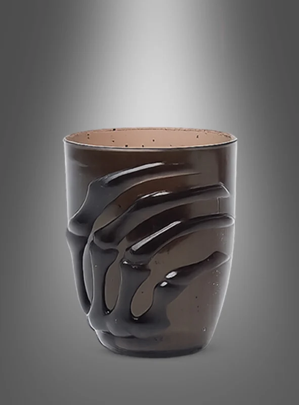 Halloween Glas 10cm mit Skelett Hand