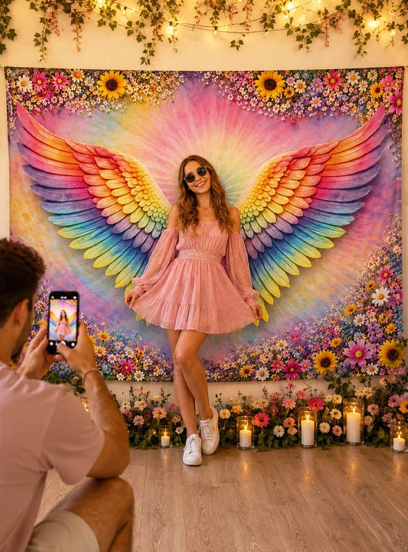 Bunte Flügel 170x200cm Party Foto Point
