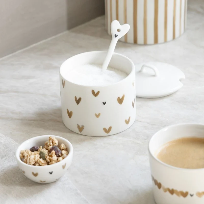 Bastion Collections Zuckerdose Brown Hearts