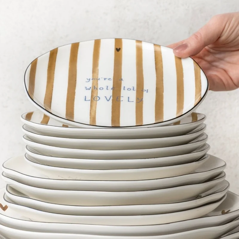 Bastion Collections Dessertteller Brown Big Stripes