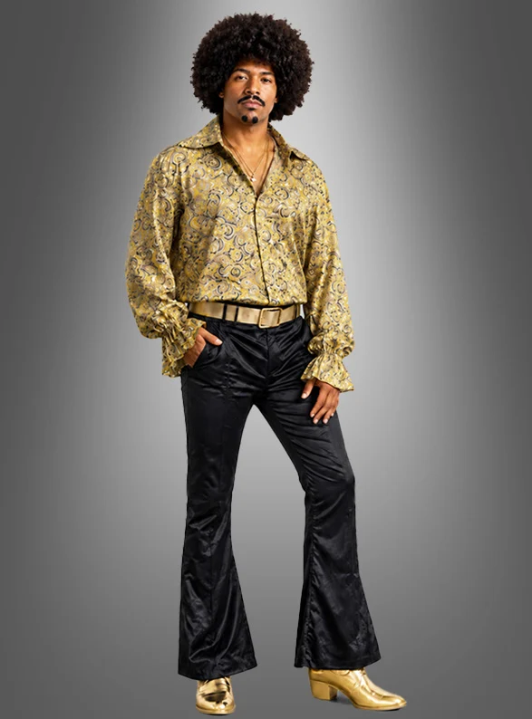 Flower Power Hemd Herren gelb gemustert