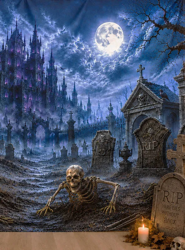 Friedhof & Spukschloß Fotohintergrund 170x200cm