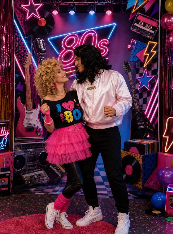 80er Party Fotohintergrund XXL 160x220cm