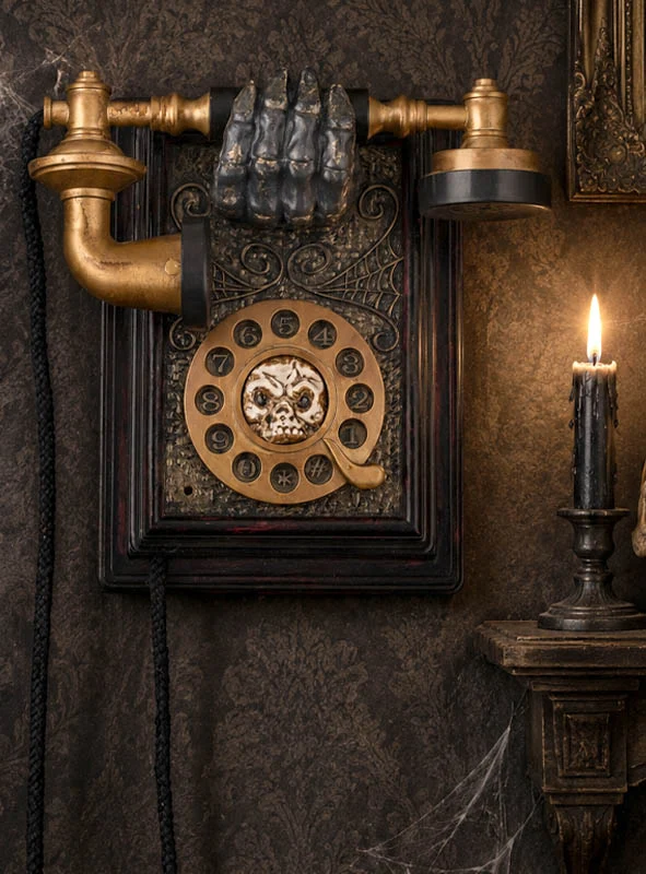 Geister Telefon animiert 20cm Halloween Deko