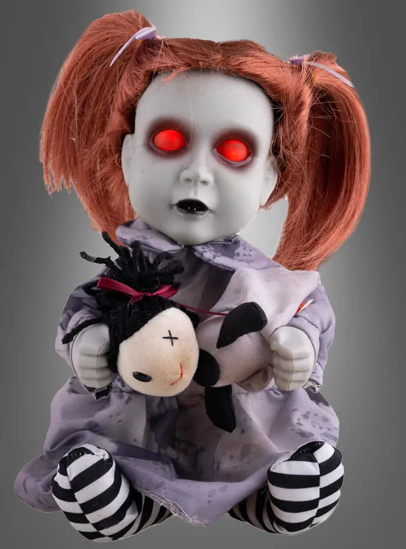 Animierte Horror Puppe 26cm mit leuchtenden Augen