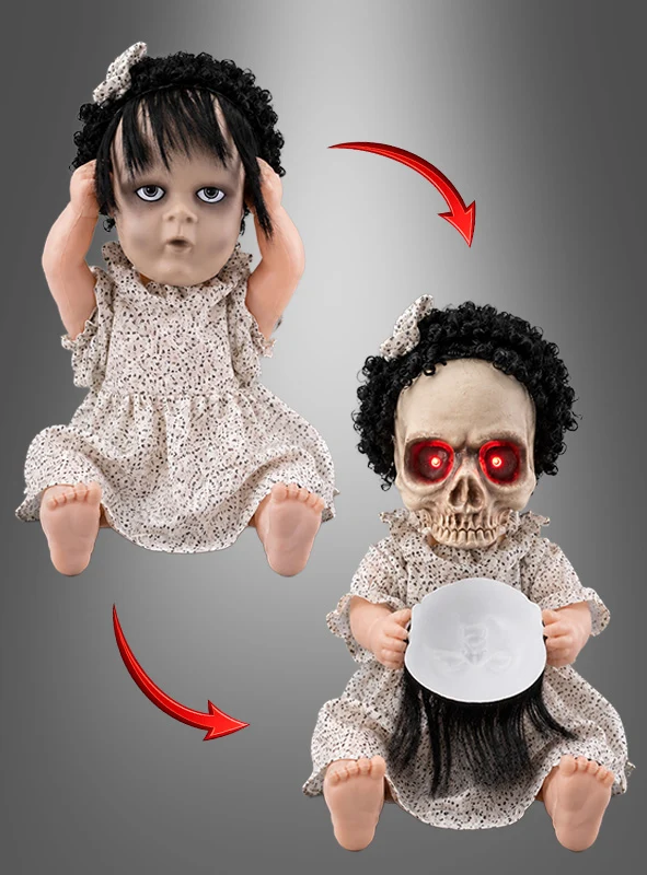 Horrorpuppe 40cm animiert mit zwei Gesichtern