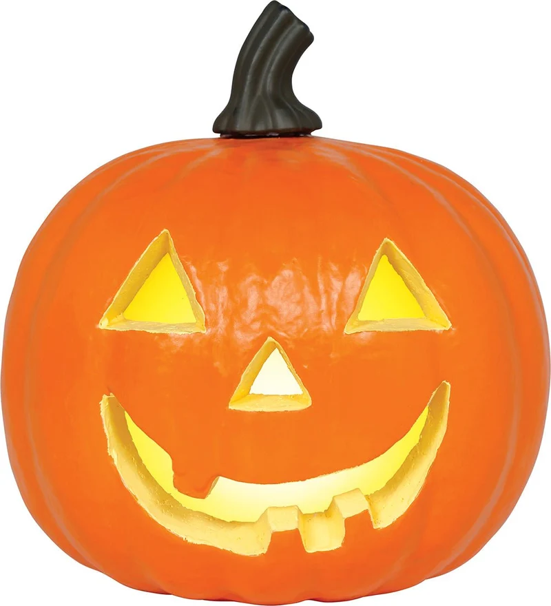 Halloween-Kürbis, orange, aus Schaumstoff, mit Licht, 28 cm