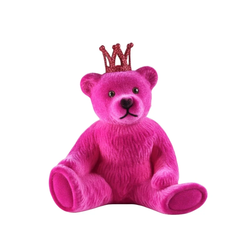 Deko Teddy Bär Pink 21 cm Kunststoff beflockt Teddybär Dekofigur modern