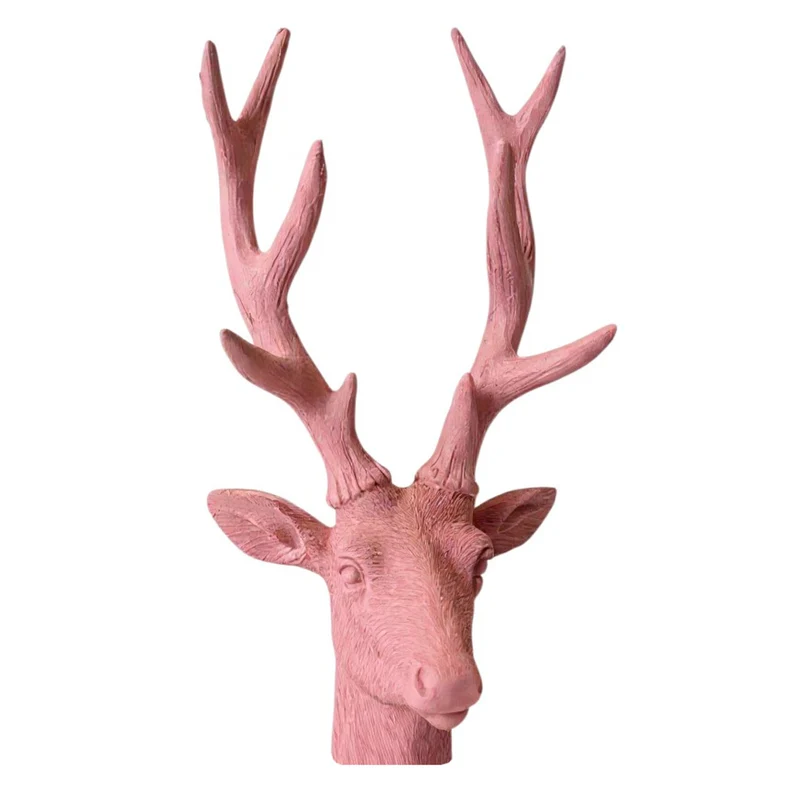 Dekohirsch modern Apricot Rosé 22 cm Poly Hirschkopf Weihnachten Deko