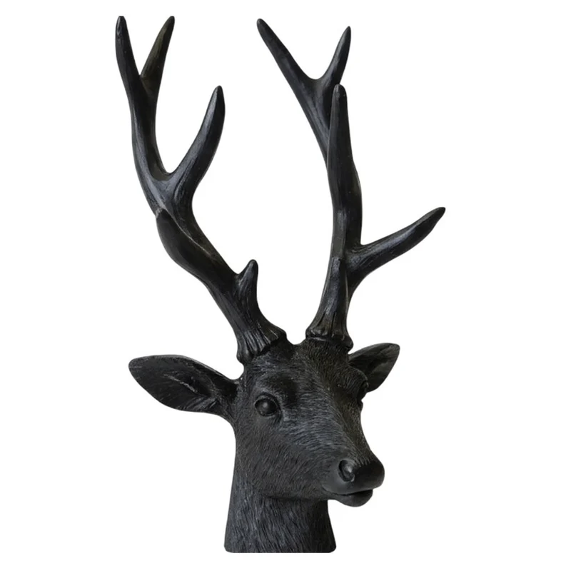 Dekohirsch modern Schwarz 22 cm Poly Hirschkopf Weihnachten Deko