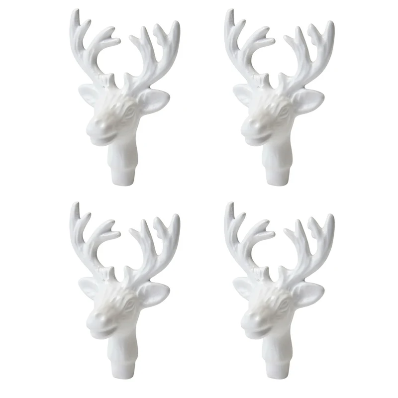 4er Set Kerzenstecker Hirsch Weiß Metall Stabkerzen Verzierung Kerzenpiekser