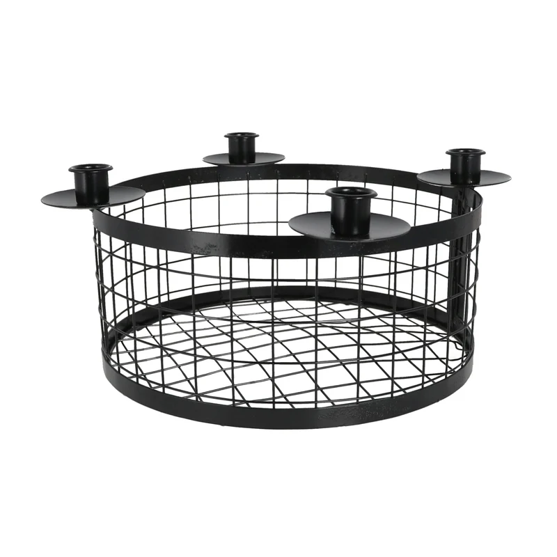 Adventskranz Metall Schwarz Korb 20 cm od. 35 cm Kerzenhalter