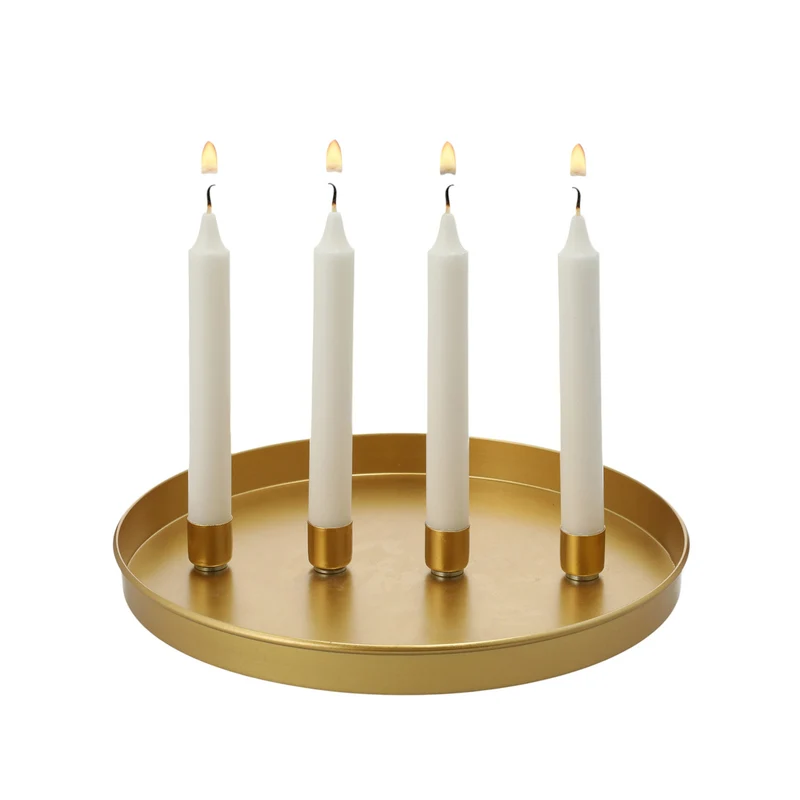 Kerzenteller Metall Schwarz Weiß od. Gold modern Adventskranz rund Weihnachtsdekoration