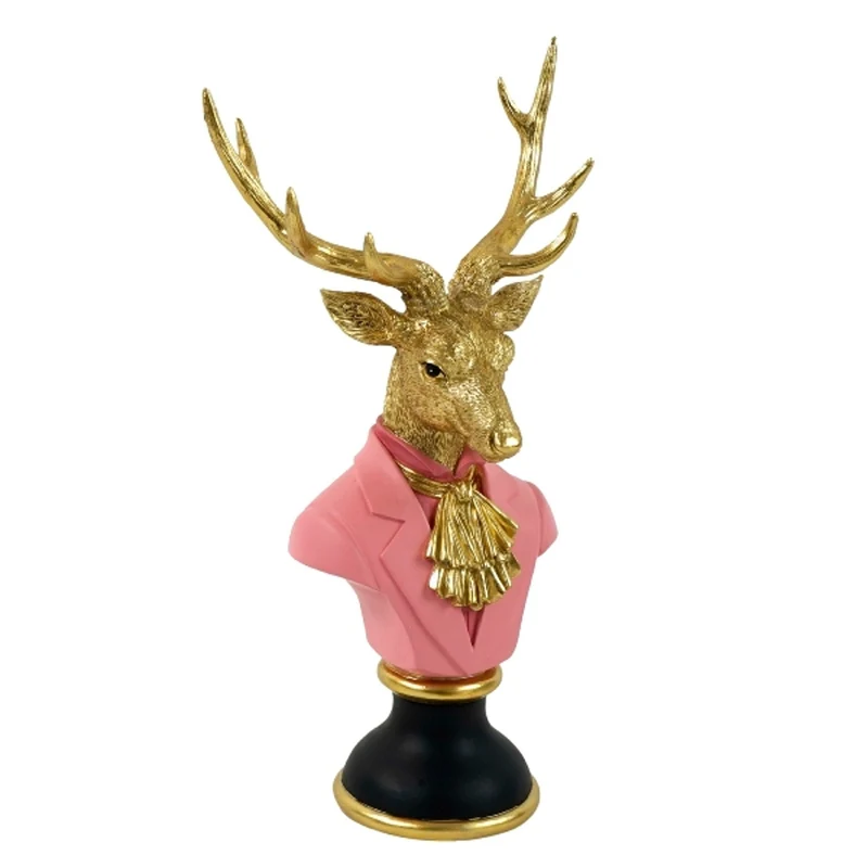 XL Hirsch Büste Rosa Gold 53 cm Dekohirsch Dekobüste modern