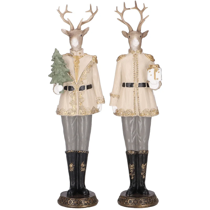 Dekofigur Hirsch Tanne od. Geschenk Weihnachtsdeko Figur Weihnachten Dekohirsch modern Polyresin 39 cm