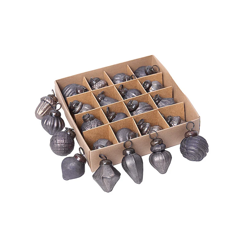 16er Set Weihnachtsbaumkugeln klein 3,5 cm Antik Silber Vintage Christbaumschmuck Weihnachtsdeko