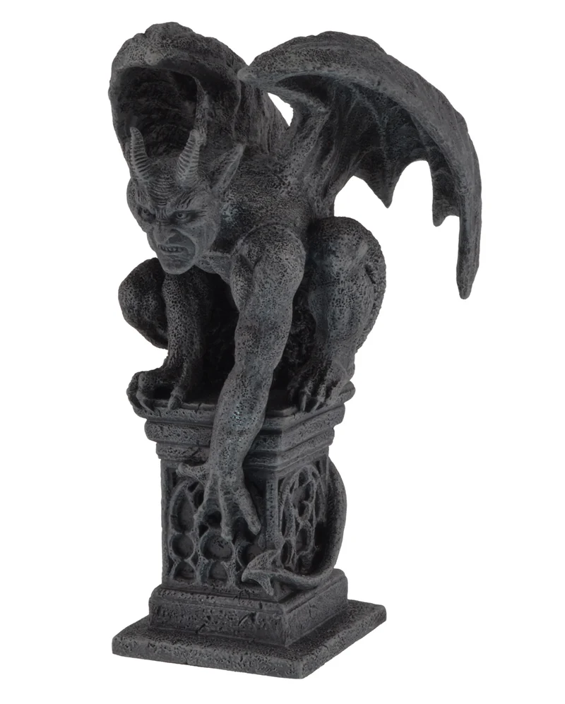 Gehörnter Gothic Gargoyle klettert von einer Säule 18cm