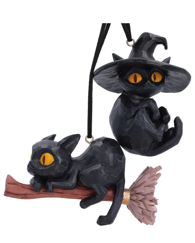 "Curse & Claw“ Halloween-Katzen-Hängeornamente (2er-Set) 7 cm