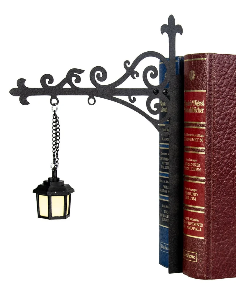 Halloween Bücherregal Lampe mit Laterne & LED Beleuchtung 22,5cm