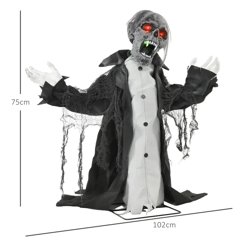 Halloween Dekoration erschreckender Zombie 102 cm LED-Lichter und Soundfunktion