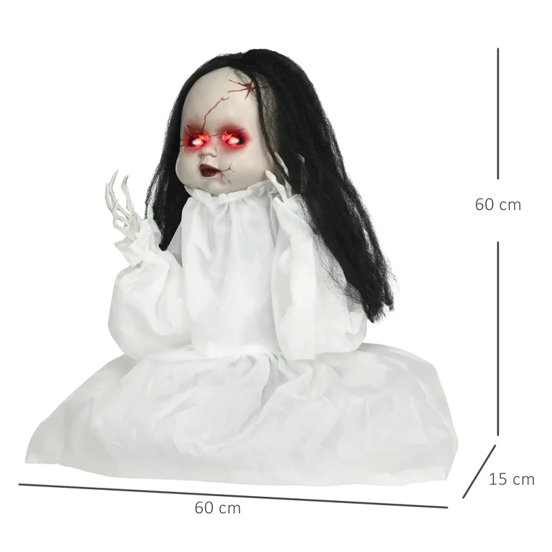 Halloween Dekoration Geisterpuppe 60 cm mit LED-Lichter Soundfunktion