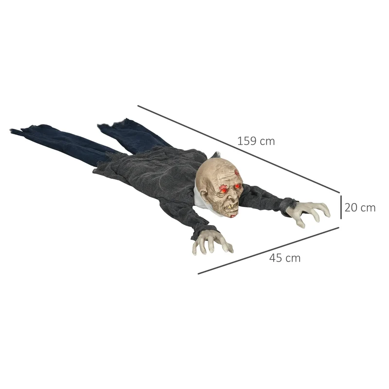 Halloween Dekoration heulender, kriechender Zombie 159 cm LED-Lichter Soundfunktion