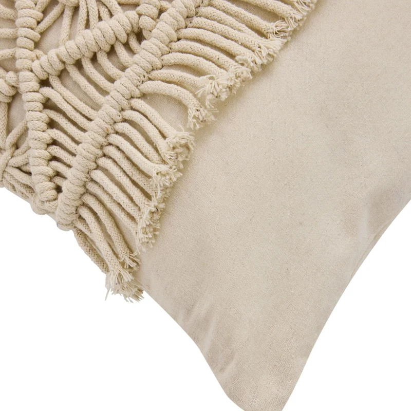Dekokissen 40x40 cm od. 30x50 cm mit Inlet Makramee Beige Baumwolle Sofakissen Zierkissen mit Reißverschluss
