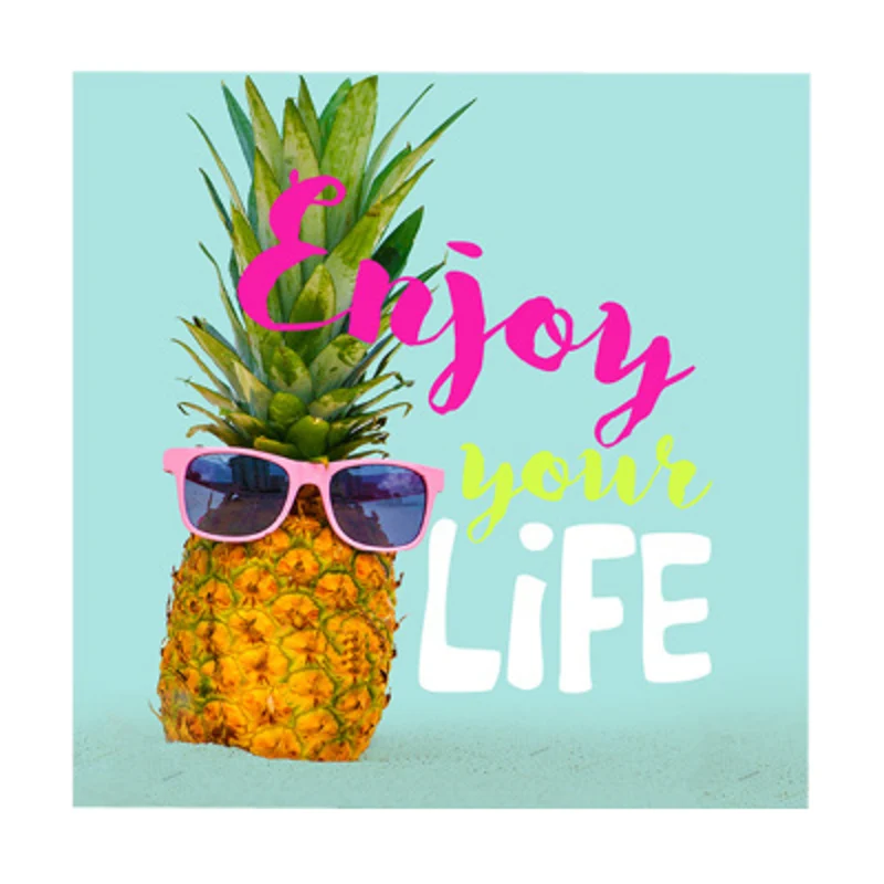 40er Set Servietten Papier Ananas Enjoy your life Papierservietten Einwegservietten Türkis bunt