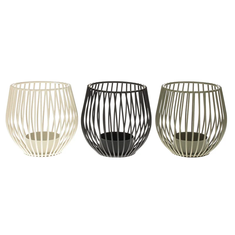 3er Set Teelichthalter Metall modern Schwarz Weiß Grau Kerzenhalter Tischdekoration