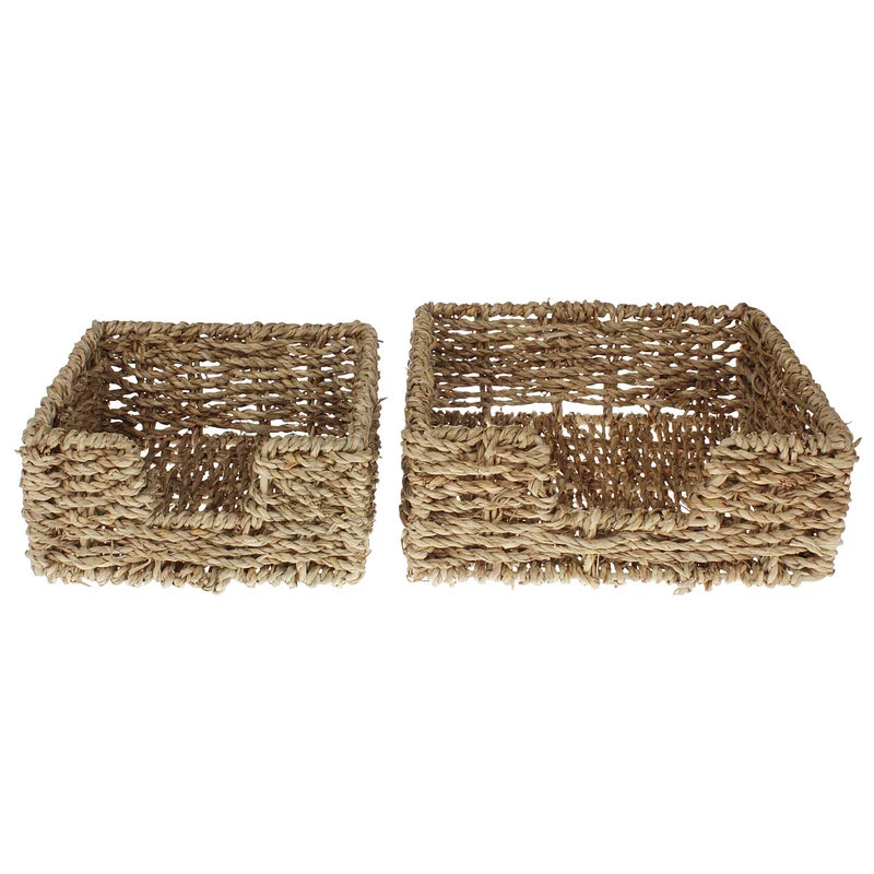 2er Set Serviettenkorb Naturfasern braun Serviettenhalter modern Serviettenaufbewahrung