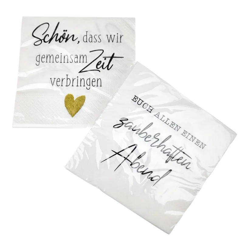 40er Set Papierservietten mit Spruch Weiß Schwarz Dekoservietten Servietten modern Einwegservietten