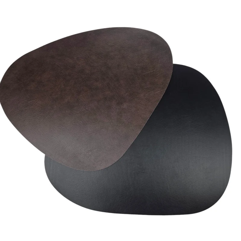 4er Set Tischset Braun Schwarz Lederoptik wendbar Platzmatte Dekomatte modern 45cm Platzsets
