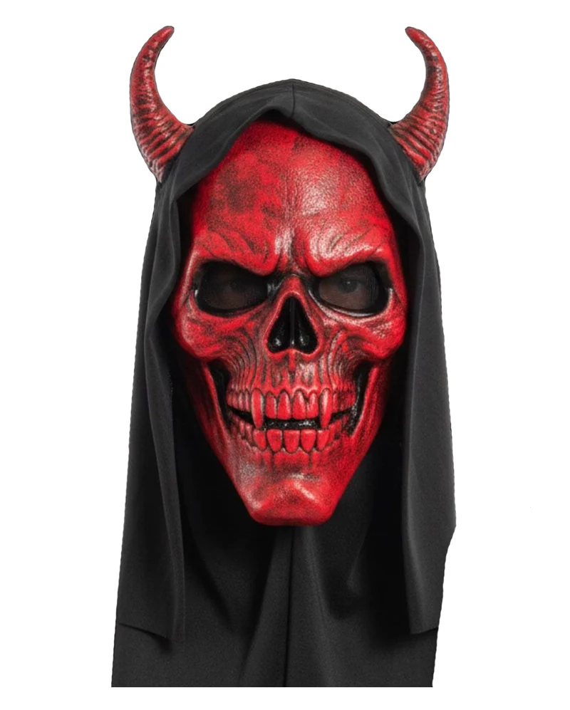 Gehörnte Reaper Kapuzen Maske Rot
