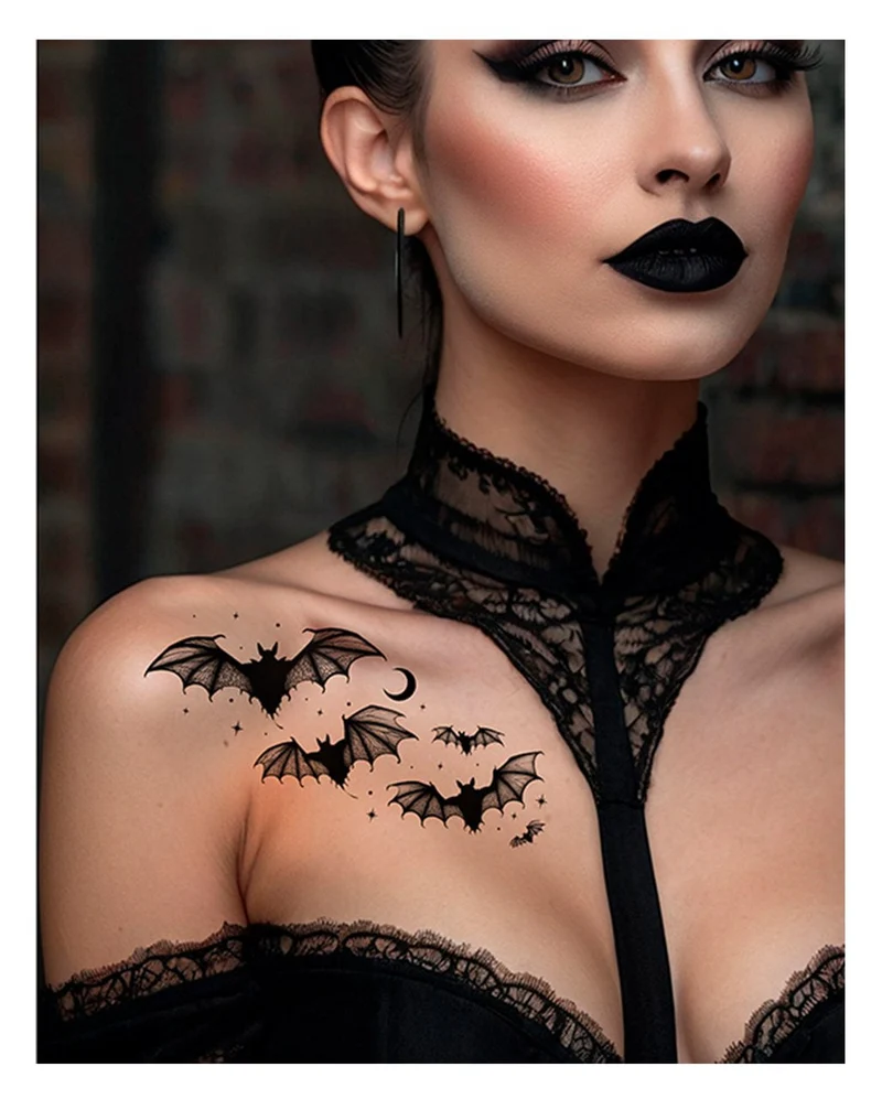 Fledermaus Gothic Tattoo zum Aufkleben 15x8cm