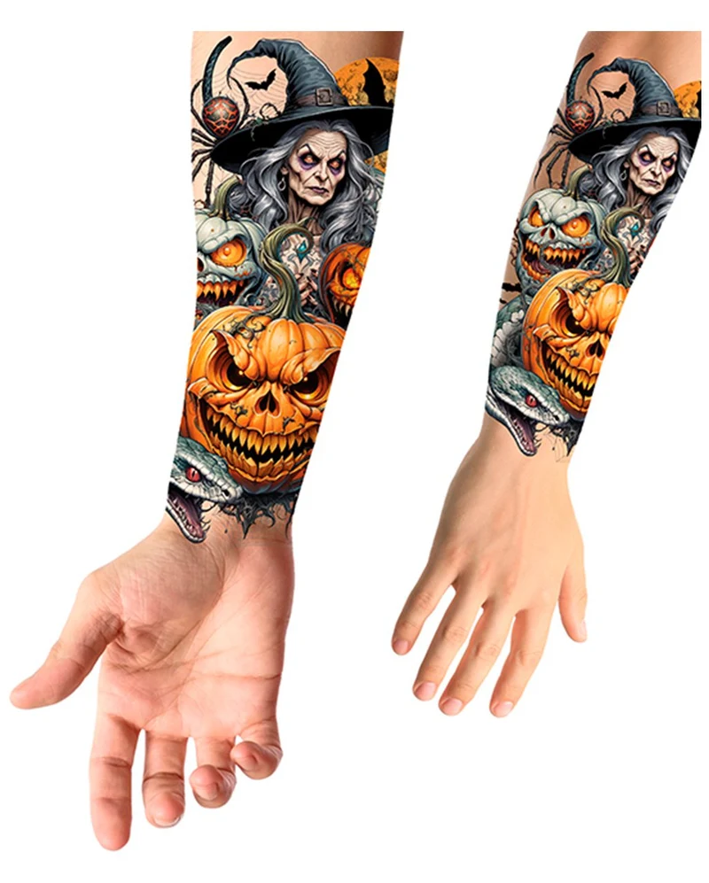 Temporäres Hexen & Kürbisse Tattoo zum Aufkleben