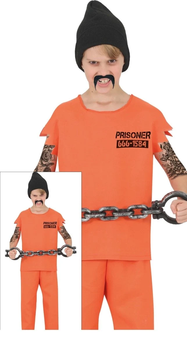Halloween-Kostüm: Orangefarbener Kinder-Häftling