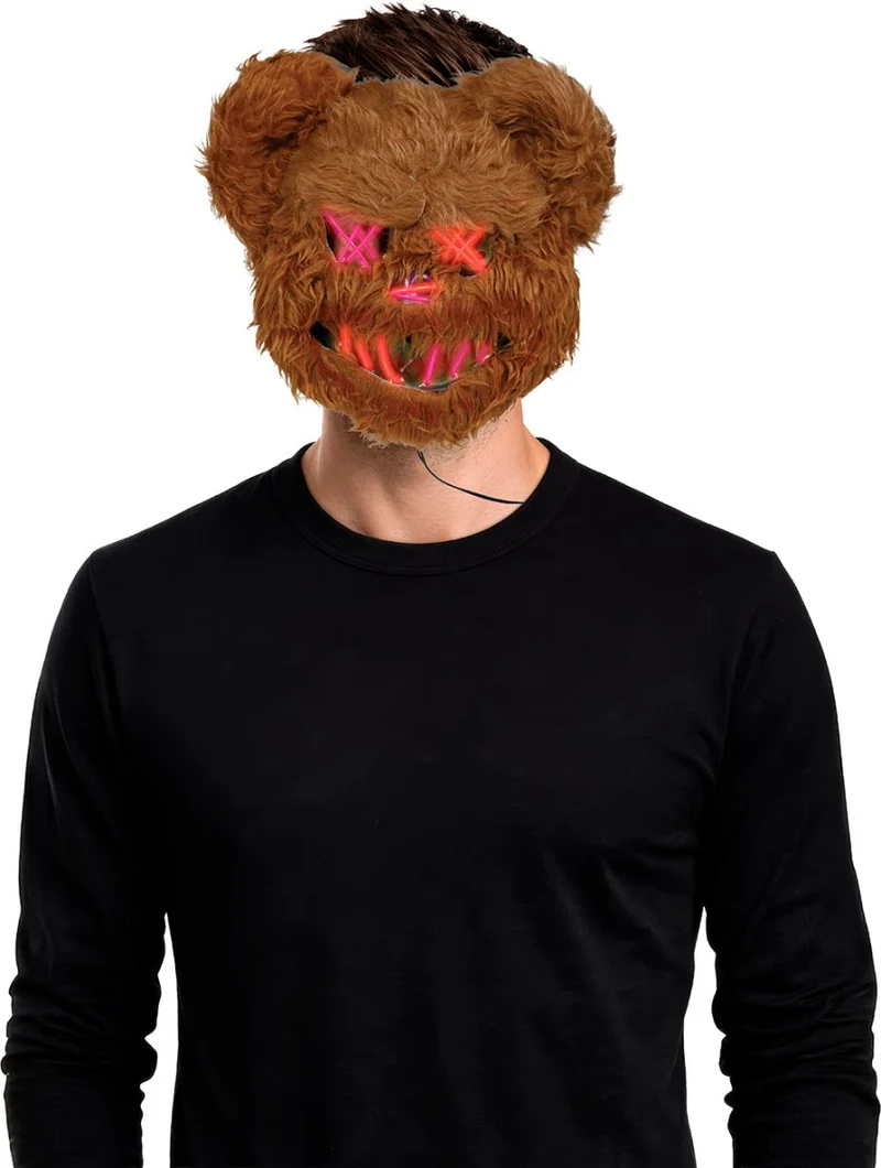 Halloween-Maske: Brauner Bär mit Licht