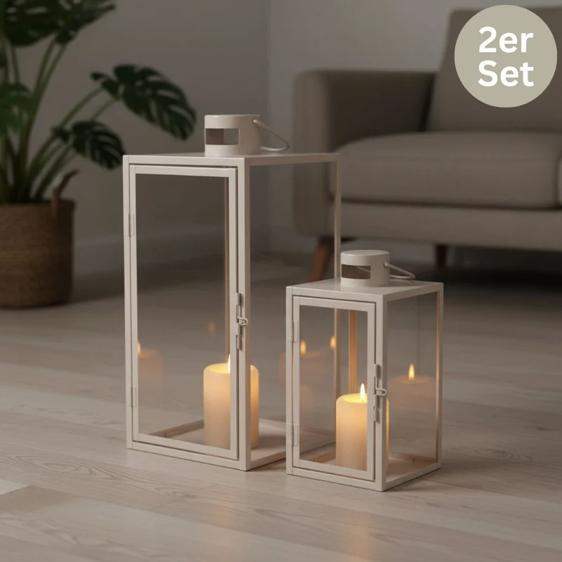 Laternen Juna 2er-Set beige