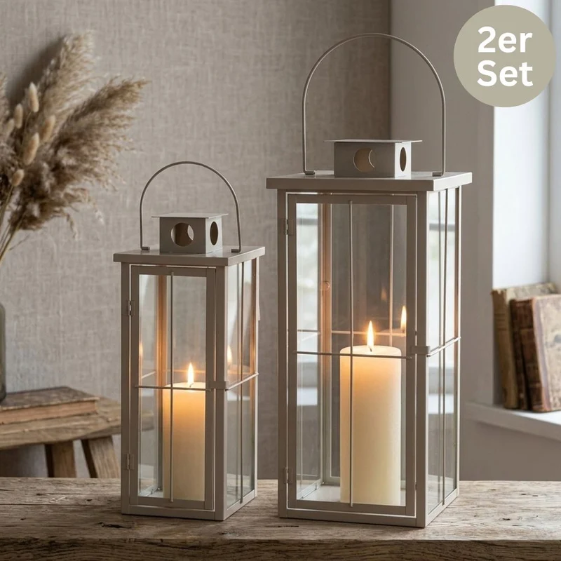 Laternen Nola 2er-Set beige