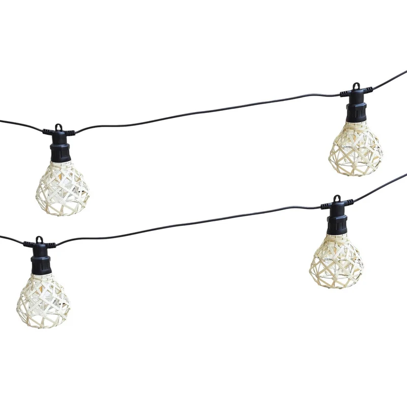 LED Lichterkette Rattan Boho Gartenbeleuchtung Dekolicht Garten Beleuchtung