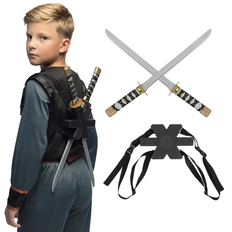 Set mit 2 Ninja-Schwertern und Halterung (52 cm)