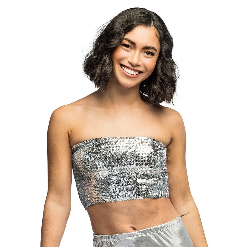 Top Sparkle Silber (M/L, Stretch)