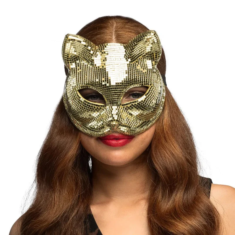 Halbmaske „Disco Cat“ in Gold