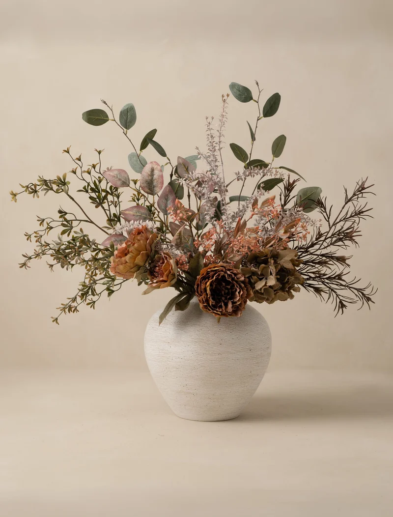 Faux Arrangement - Orange Peony & Autumn Spray