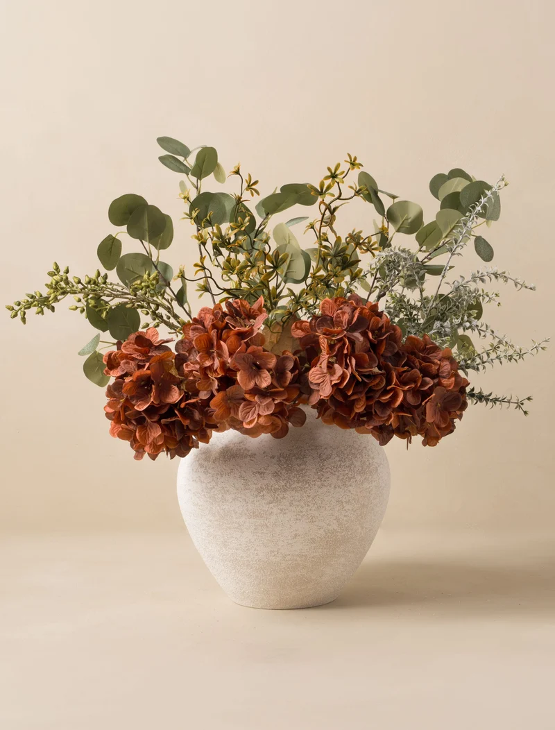 Faux Arrangement - Eucalyptus & Cinnamon Hydrangea