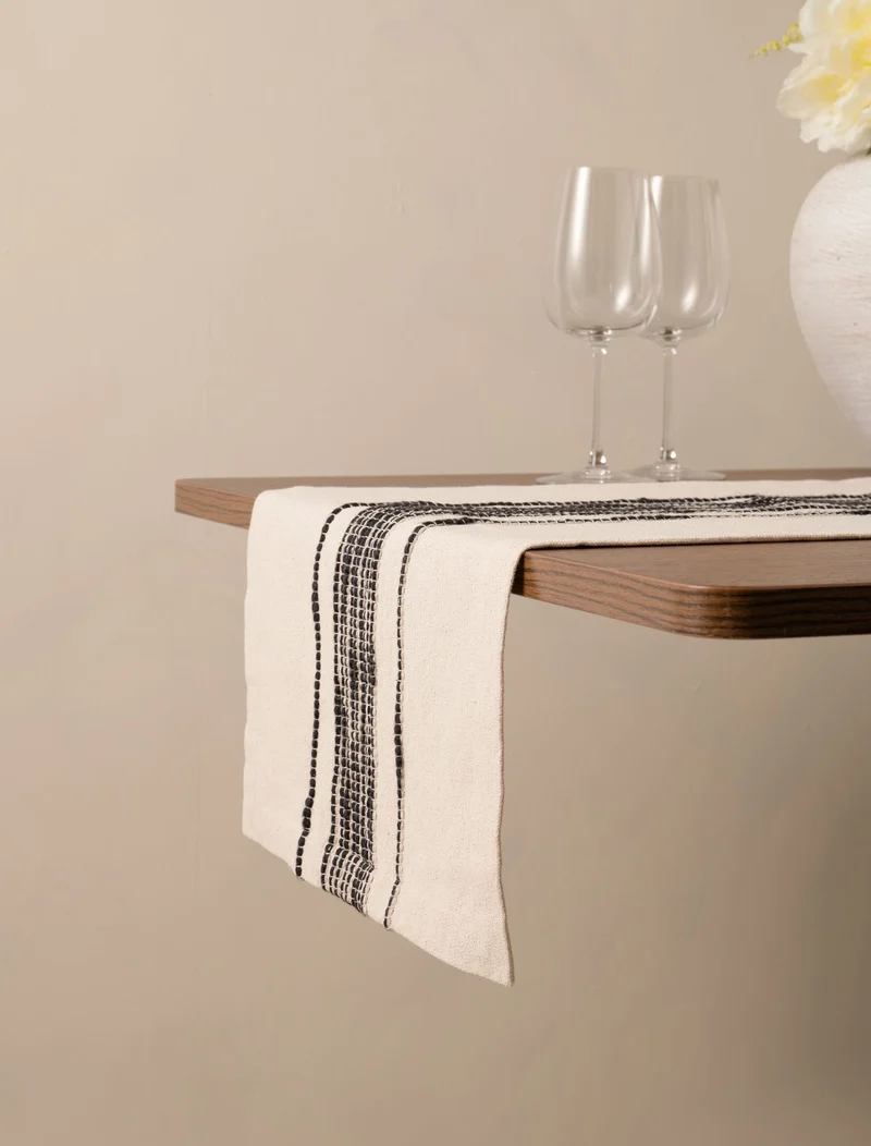 Relaxed Black Stripe Table Runner 200cm