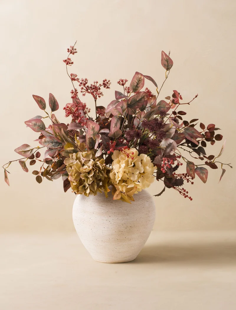 Faux Arrangement - Burgundy Berries & Hydrangea